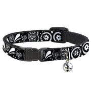 Cat Collar Breakaway - Sugar Skulls Black White Breakaway Cat Collars Buckle-Down   