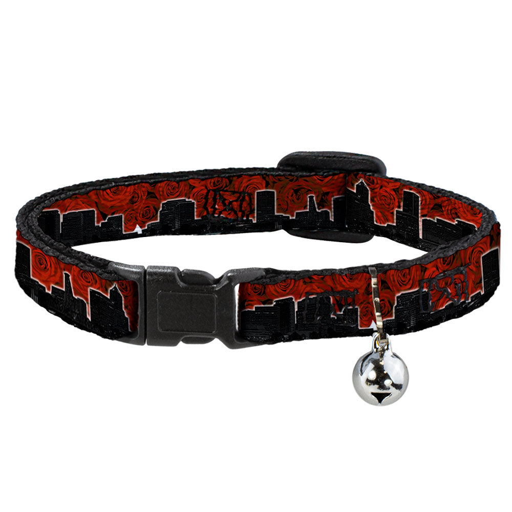Cat Collar Breakaway - Portland Vivid Skyline Red Roses Black Breakaway Cat Collars Buckle-Down   