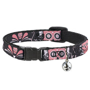 Cat Collar Breakaway - Sugar Skulls Gray Pink Breakaway Cat Collars Buckle-Down   