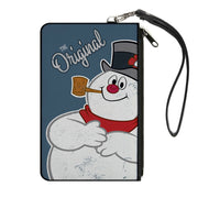Canvas Zipper Wallet - SMALL - Frosty the Snowman THE ORIGINAL Smiling Pose Blue Canvas Zipper Wallets Frosty the Snowman