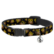 Cat Collar Breakaway - Owls Scattered Black Brown Yellow Breakaway Cat Collars Buckle-Down   