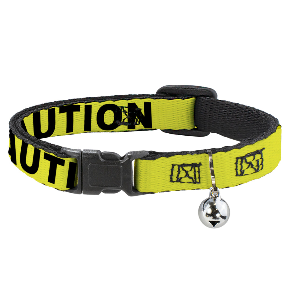 Cat Collar Breakaway - CAUTION Yellow Black Breakaway Cat Collars Buckle-Down   