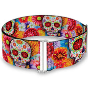 Cinch Waist Belt - Sugar Skull Starburst White Multi Color Womens Cinch Waist Belts Thaneeya McArdle   
