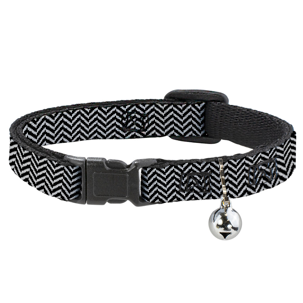 Cat Collar Breakaway - Herringbone Jagged Black White Breakaway Cat Collars Buckle-Down   