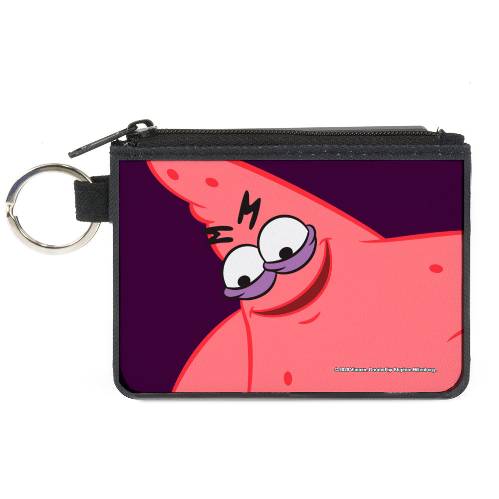 Canvas Zipper Wallet - MINI X-SMALL - Sponge Bob Savage Patrick Pose Purple Canvas Zipper Wallets SpongeBob SquarePants