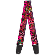 Guitar Strap - Love Kills CLOSE-UP Pink Guitar Straps Buckle-Down   