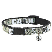 Cat Collar Breakaway - CASH MONEY $ Dollars White Breakaway Cat Collars Buckle-Down   