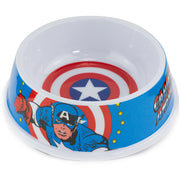 Single Melamine Pet Bowl - 7.5 (16oz) - Captain America Shield + CAPTAIN AMERICA Action Pose Blue Red White Pet Bowls Marvel Comics   