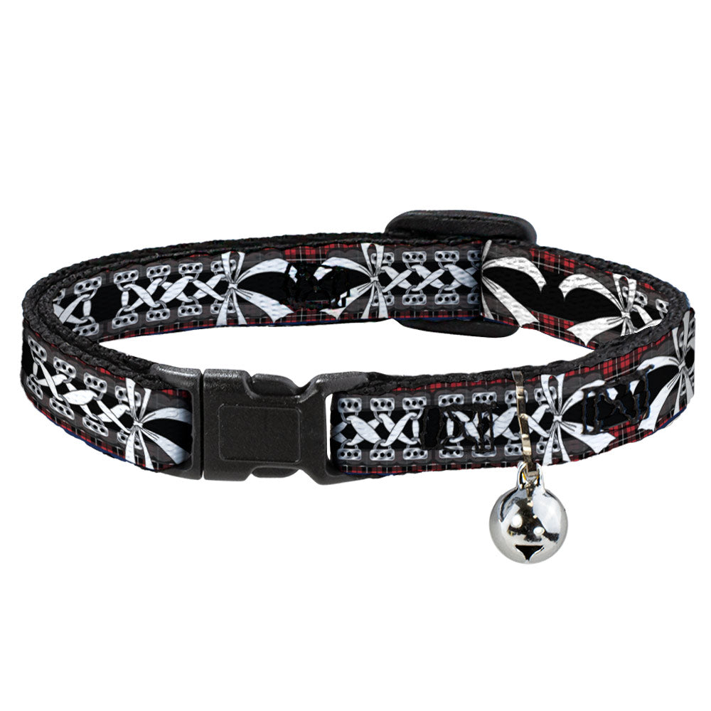 Cat Collar Breakaway - Corset Lace Up w Bow Red Plaid Black Breakaway Cat Collars Buckle-Down   