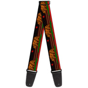 Guitar Strap - Cali Bear Star Stripe US Flag Stretch Guitar Straps Buckle-Down   