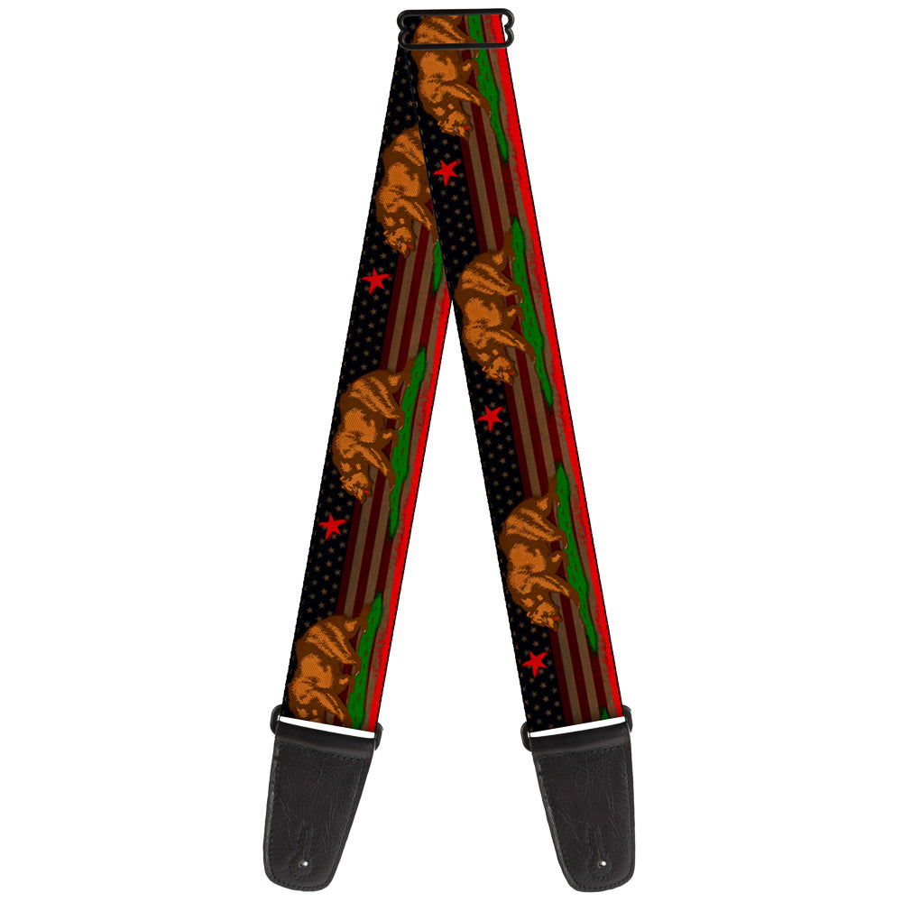 Guitar Strap - Cali Bear Star Stripe US Flag Stretch Guitar Straps Buckle-Down   