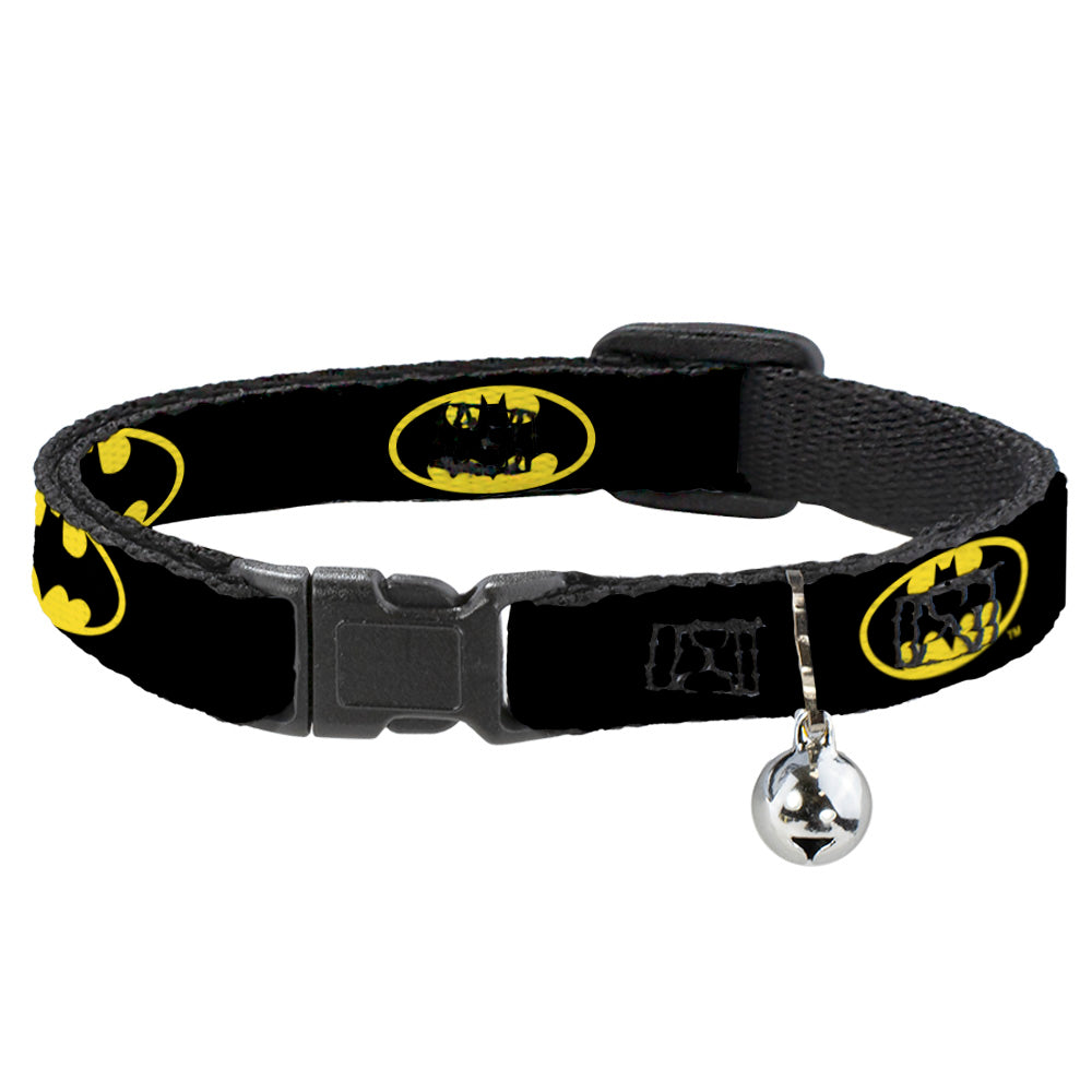 Cat Collar Breakaway - Batman Shield Black Yellow Breakaway Cat Collars DC Comics   