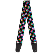 Guitar Strap - Mini Polka Dots Black Multi Color Guitar Straps Buckle-Down   