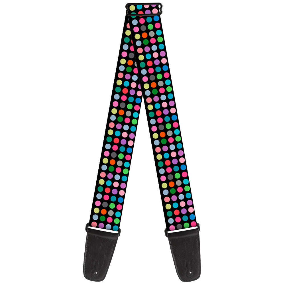 Guitar Strap - Mini Polka Dots Black Multi Color Guitar Straps Buckle-Down   