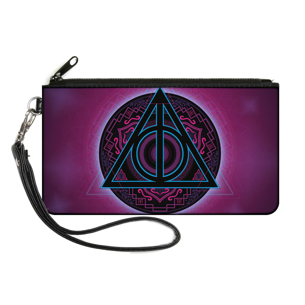 Canvas Zipper Wallet - SMALL - Harry Potter Deathly Hallows Symbol2 Black Neon Pink Neon Blue Canvas Zipper Wallets Harry Potter Default Title