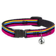 Cat Collar Breakaway with Bell - Racing Stripes Pink Yellow Blue Black Breakaway Cat Collars Buckle-Down   