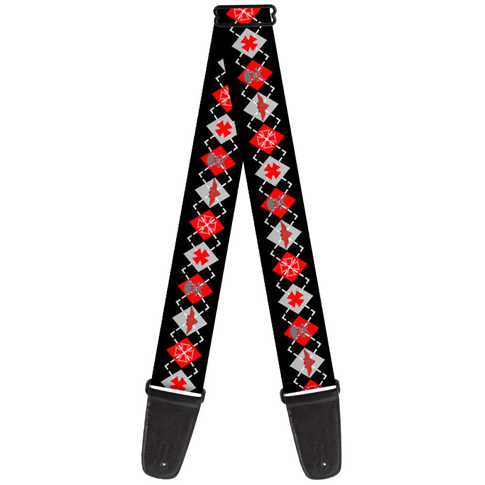 Guitar Strap - BD Argyle Black Red Gray Guitar Straps Buckle-Down   
