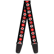 Guitar Strap - BD Argyle Black Red Gray Guitar Straps Buckle-Down   