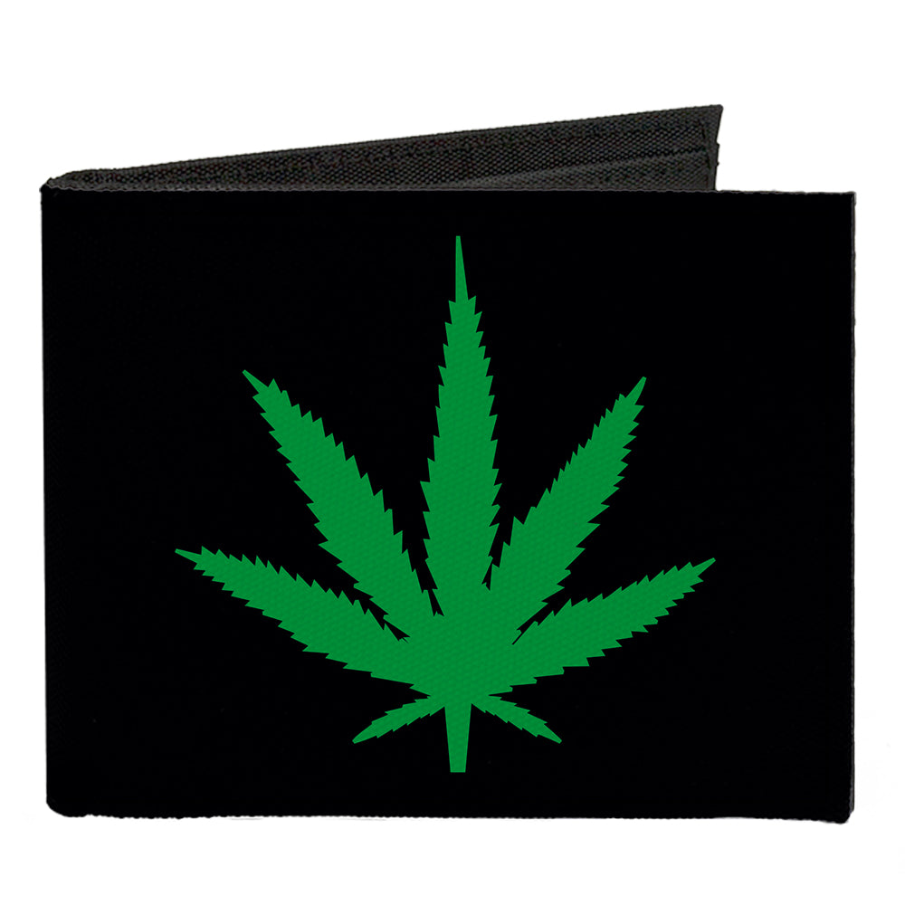Canvas Bi-Fold Wallet - Marijuana Leaf Repeat Black Green – Buckle-Down