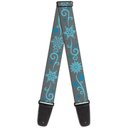 Guitar Strap - Holiday Snowflakes Gray Blue Guitar Straps Buckle-Down   