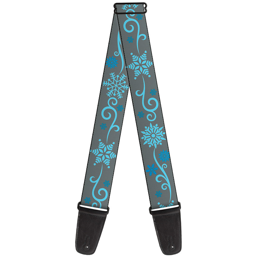Guitar Strap - Holiday Snowflakes Gray Blue Guitar Straps Buckle-Down   