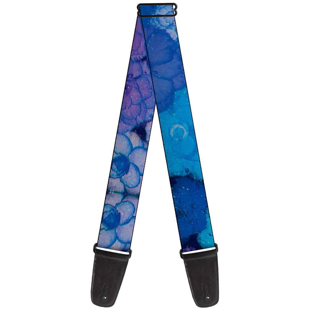 Guitar Strap - Vivid Floral Collage3 Blues Purples Guitar Straps Buckle-Down   