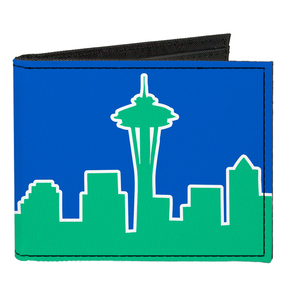Canvas Bi-Fold Wallet - Seattle Skyline Blue Green Canvas Bi-Fold Wallets Buckle-Down   