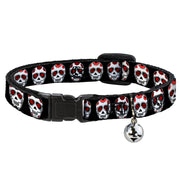 Cat Collar Breakaway - Sugar Skulls Black White Red Breakaway Cat Collars Buckle-Down   