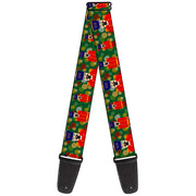 Guitar Strap - Christmas Nutcracker Polka Dots Greens Gold Red Guitar Straps Buckle-Down   