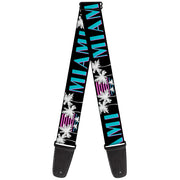 Guitar Strap - MIAMI Palm Trees Black White Pink Teal Guitar Straps Buckle-Down   