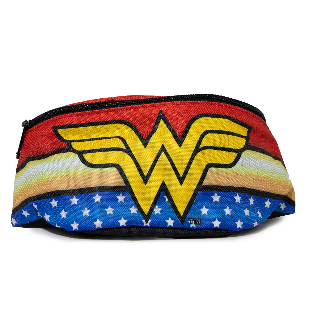 Fanny Pack - WONDER WOMAN Logo Stripe Stars Red Gold Blue White Fanny Packs DC Comics   