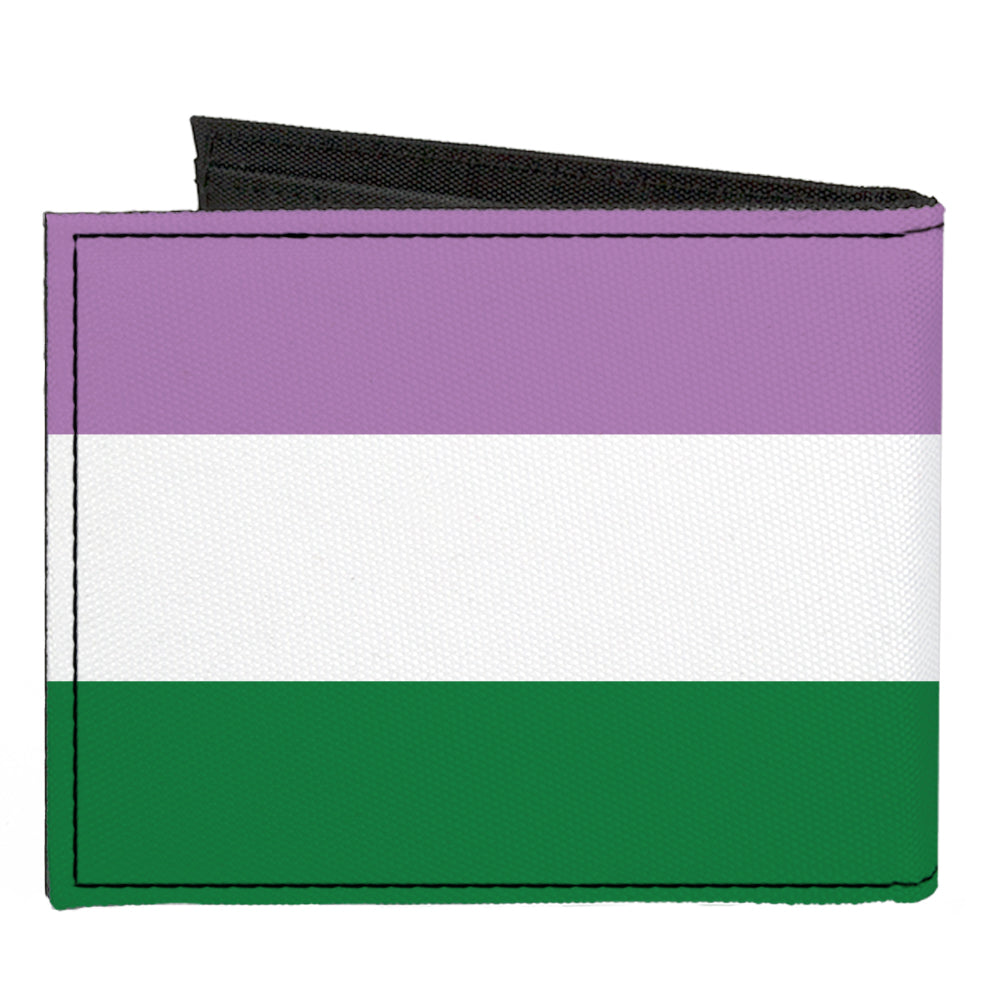 Canvas Bi-Fold Wallet - Flag Genderqueer Lavender White Green Canvas Bi-Fold Wallets Buckle-Down   