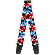 Guitar Strap - Dot Blocks Blue Red Black White Guitar Straps Buckle-Down   