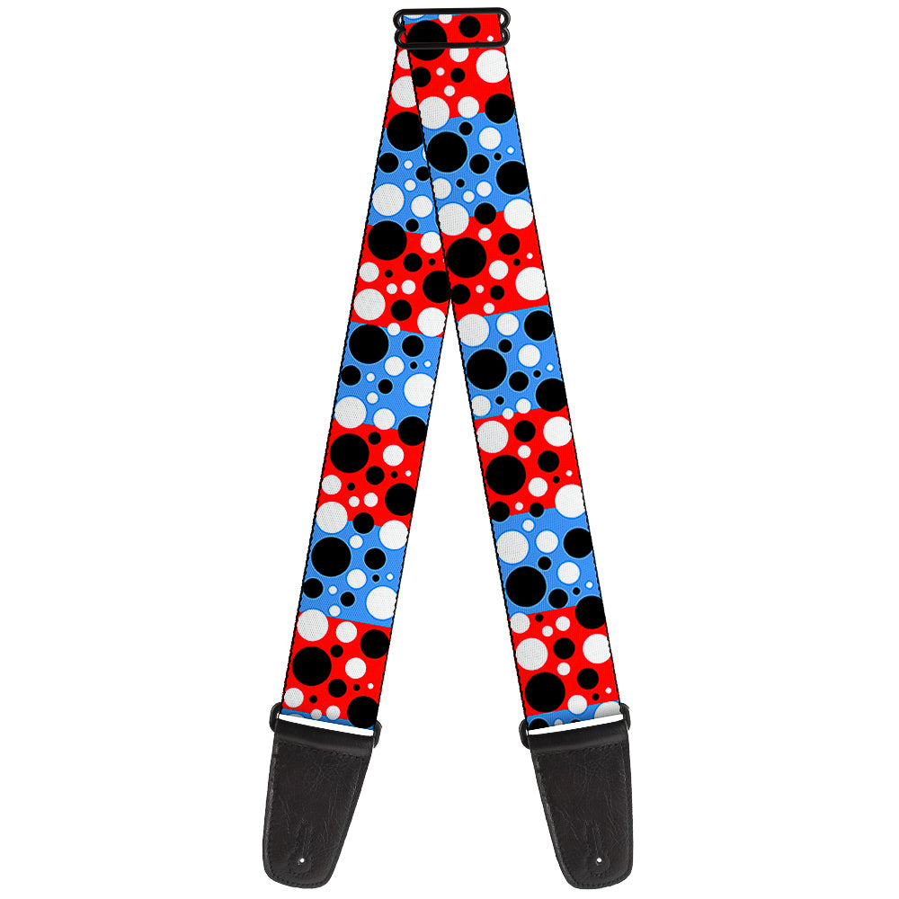 Guitar Strap - Dot Blocks Blue Red Black White Guitar Straps Buckle-Down   