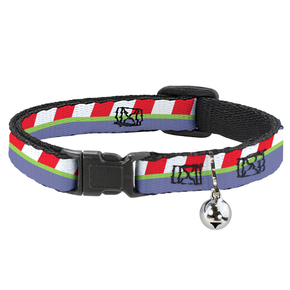 Cat Collar Breakaway - Toy Story Buzz Lightyear Bounding Striping Red White Green Purple Breakaway Cat Collars Disney   