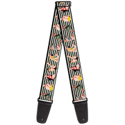 Guitar Strap - Pin Up Girl Poses Stripe Black White Guitar Straps Buckle-Down   