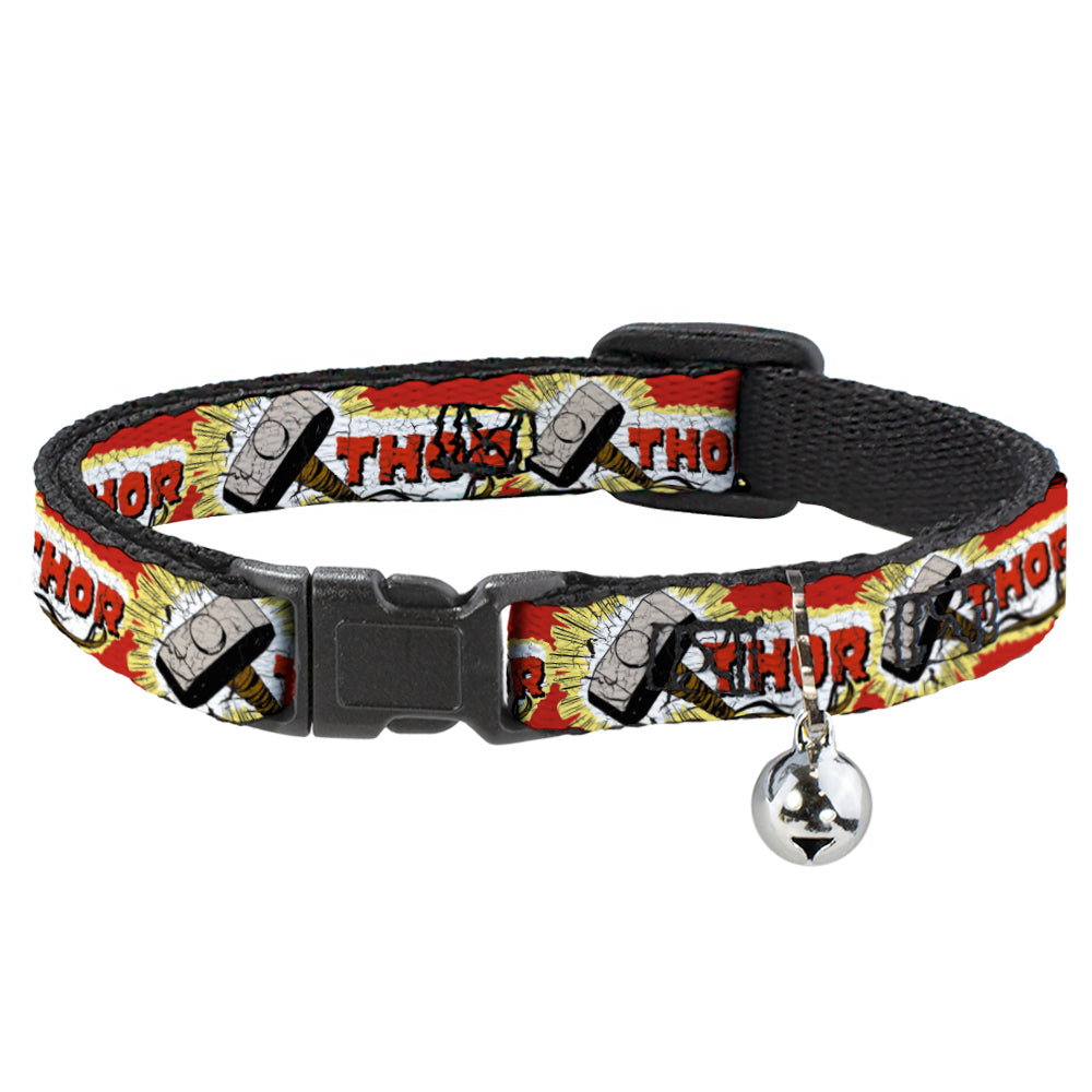 Cat Collar Breakaway - THOR & Hammer Red Yellow White Breakaway Cat Collars Marvel Comics   