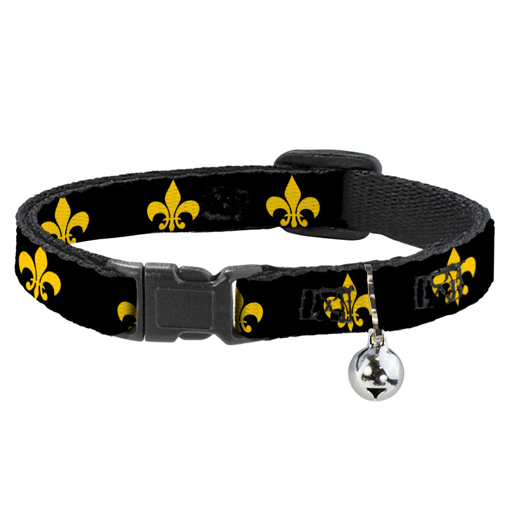 Cat Collar Breakaway - Fleur-de-Lis Black Yellow Breakaway Cat Collars Buckle-Down   
