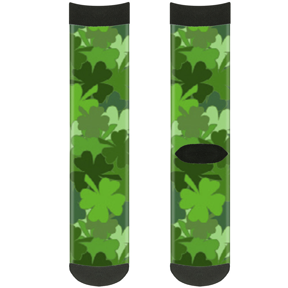 Sock Pair - Polyester - St. Pat's Stacked Shamrocks Greens - CREW Socks Buckle-Down   