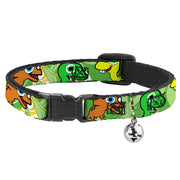 Cat Collar Breakaway - Cute Dinosaurs Yellow Green Breakaway Cat Collars Buckle-Down   