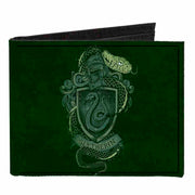 Canvas Bi-Fold Wallet - SLYTHERIN Serpent Crest + AMBITION PRIDE CUNNING Banner Greens Golds Canvas Bi-Fold Wallets Harry Potter Default Title