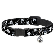 Cat Collar Breakaway - Jack Expressions Bones Scattered Black White Breakaway Cat Collars Disney   
