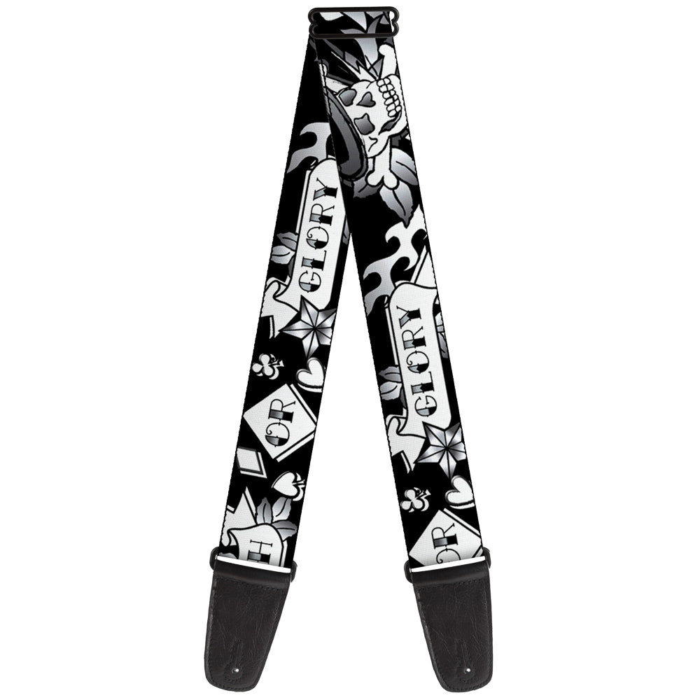 Guitar Strap - Death or Glory Black White Guitar Straps Buckle-Down   
