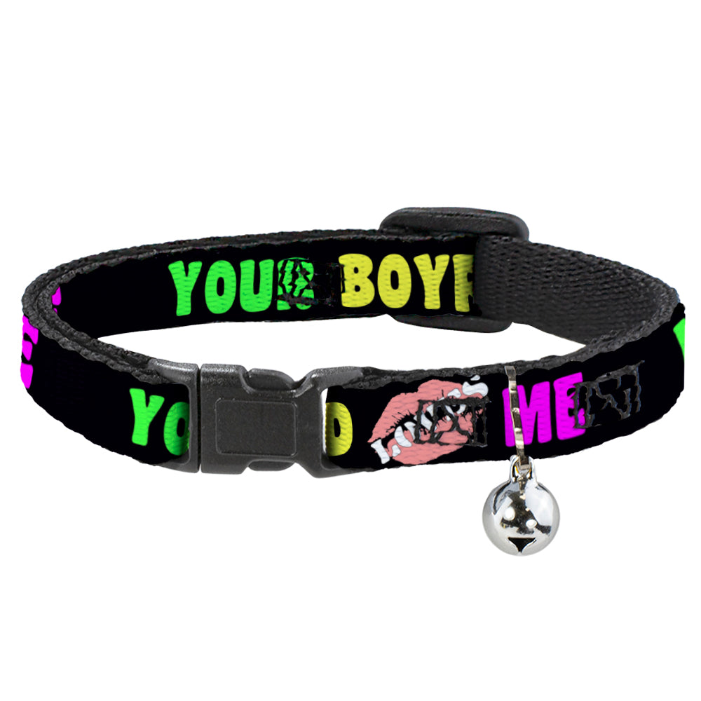 Cat Collar Breakaway - YOUR BOYFRIEND LOVES ME w Kiss Black Neon Breakaway Cat Collars Buckle-Down   