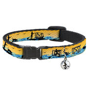 Cat Collar Breakaway - SUP w Dog Yellows Blues Black Breakaway Cat Collars Buckle-Down   