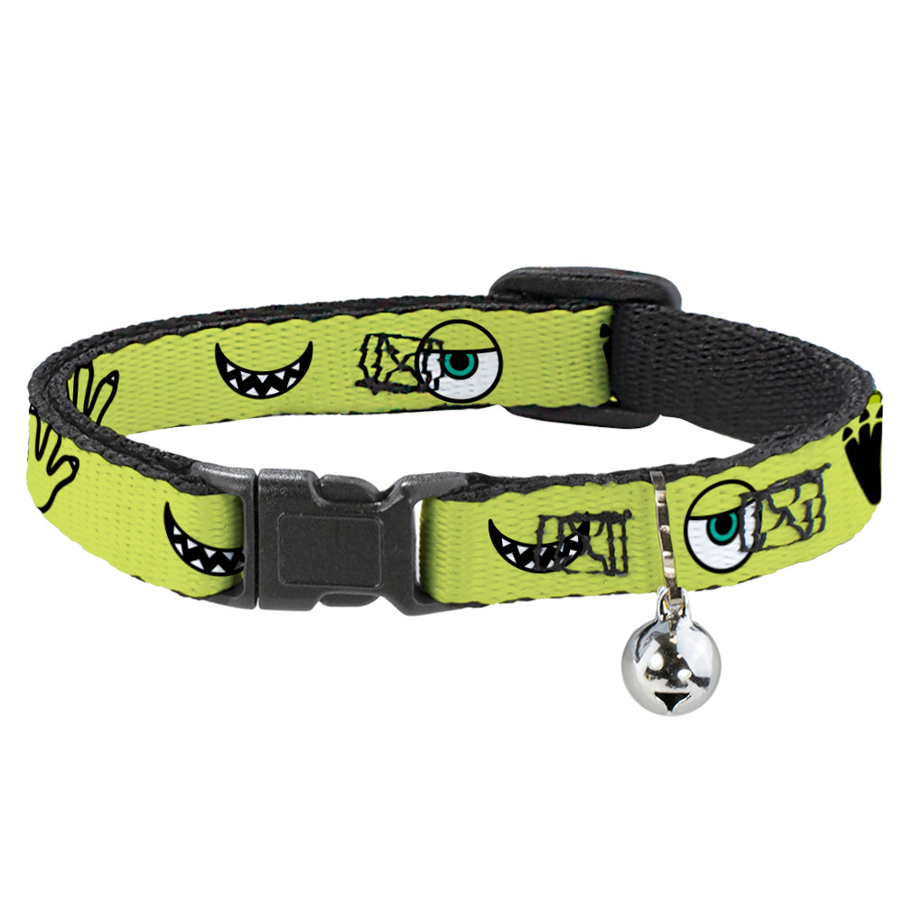 Cat Collar Breakaway - Monsters Inc. Mike 4-Icons Greens Black White Breakaway Cat Collars Disney   