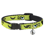 Cat Collar Breakaway - Monsters Inc. Mike 4-Icons Greens Black White Breakaway Cat Collars Disney   