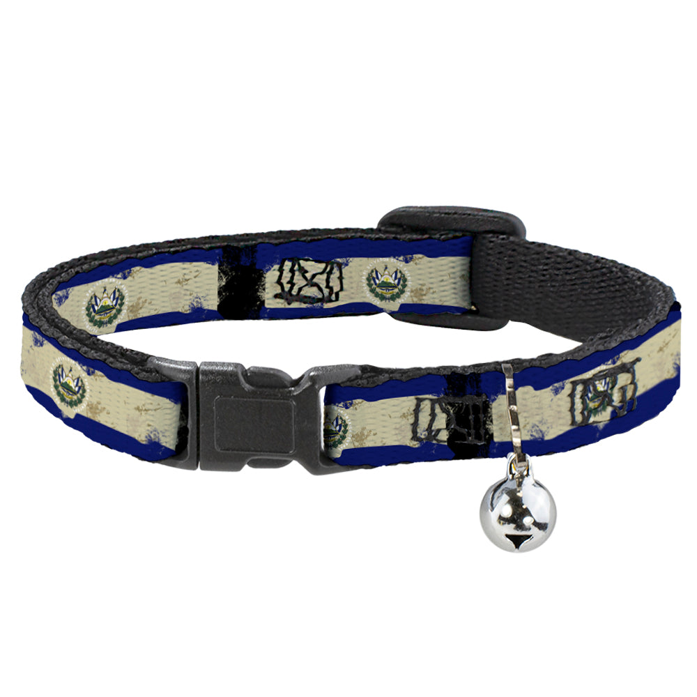 Cat Collar Breakaway - El Salvador Flag Distressed Painting Breakaway Cat Collars Buckle-Down   
