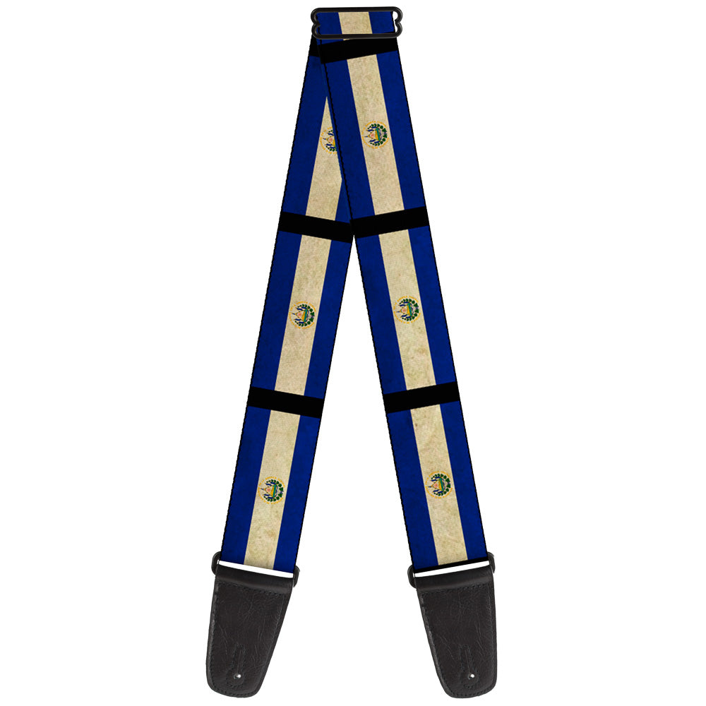 Guitar Strap - El Salvador Flag Black Guitar Straps Buckle-Down   