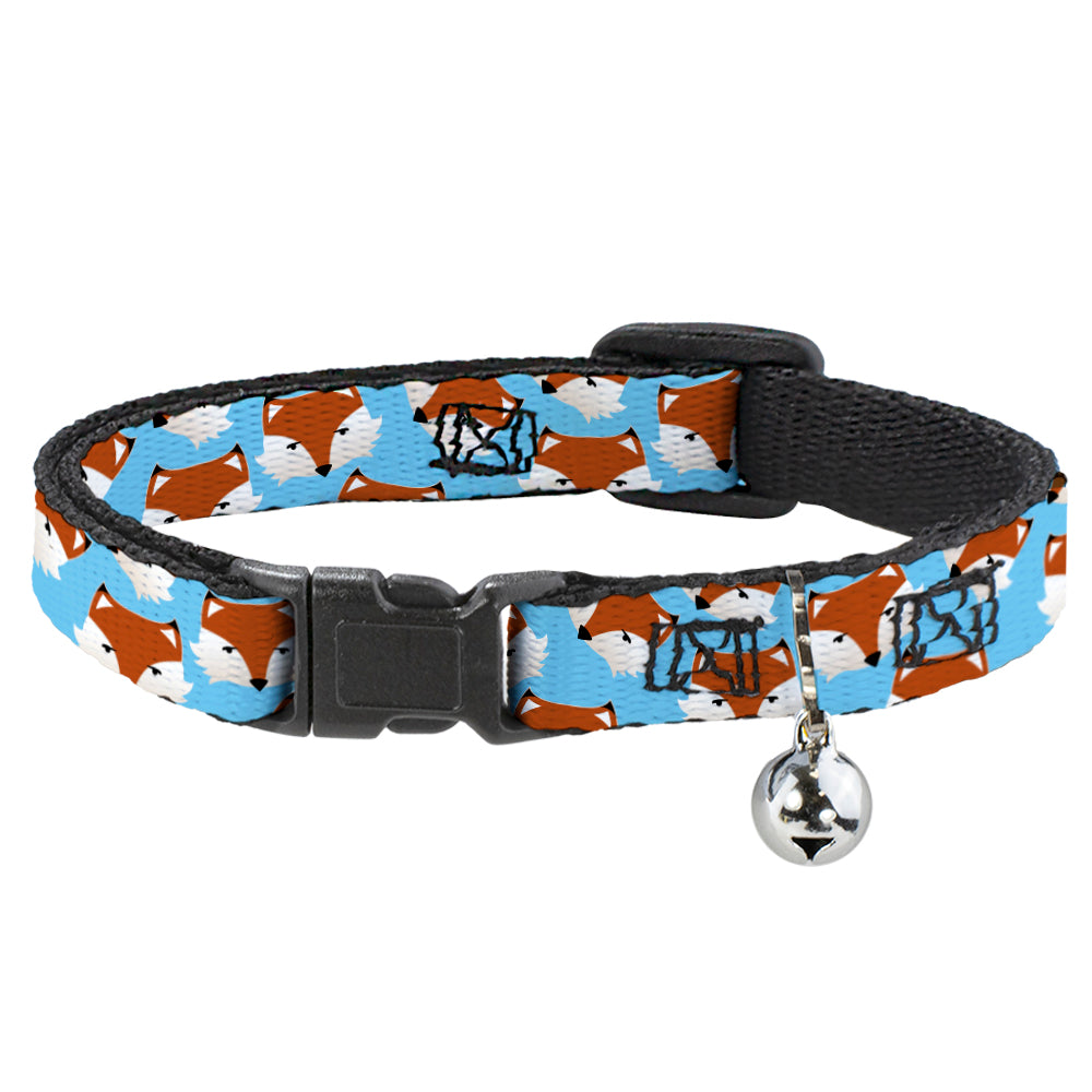 Cat Collar Breakaway - Fox Face Scattered Sky Blue Breakaway Cat Collars Buckle-Down   
